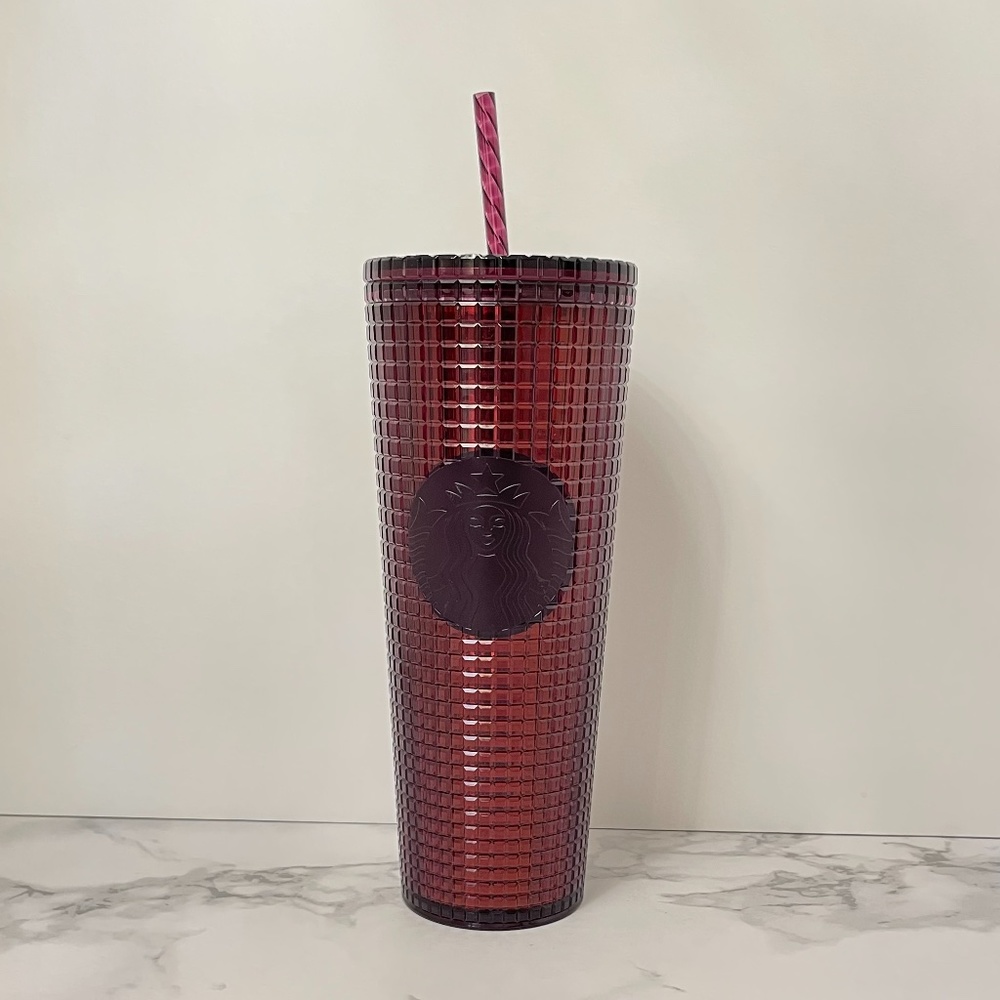 Starbucks merlow burgendy red studded Tumbler